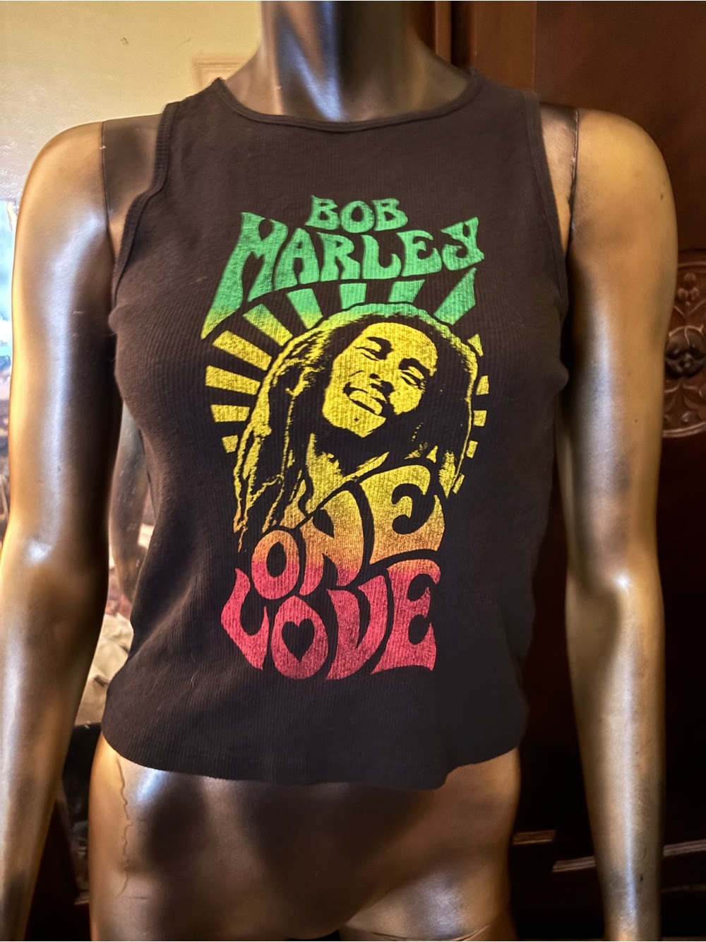 Bob Marley "One Love" Black Tank Top - Rasta Graphic